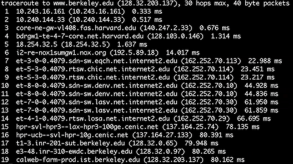 traceroute Berkeley