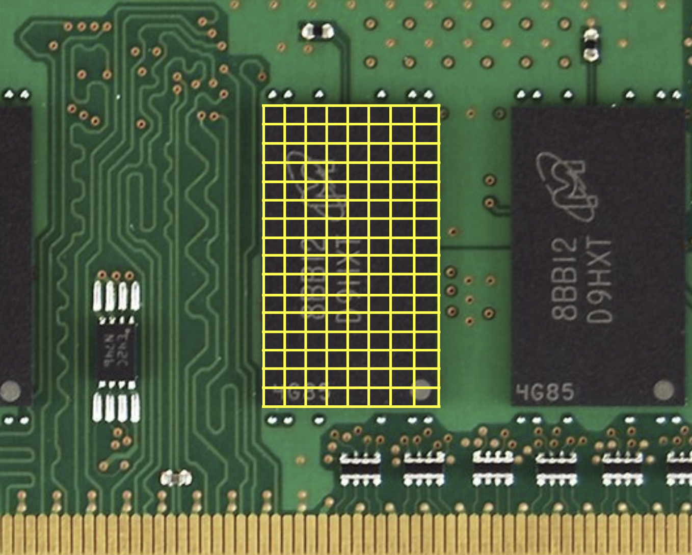 computer chip with grid overlaid