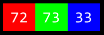 red green blue boxes with 72 in red 73 in green and 33 in blue red green blue boxes