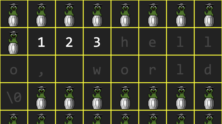 Memory grid with array and garbage values