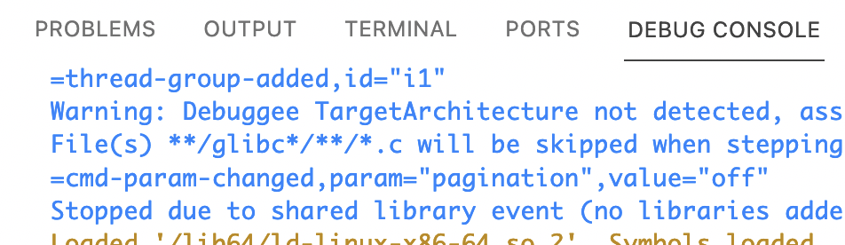 tab labeled Debug Console