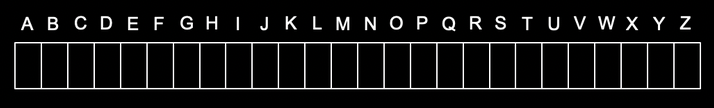 array with letters from A-Z in 26 locations