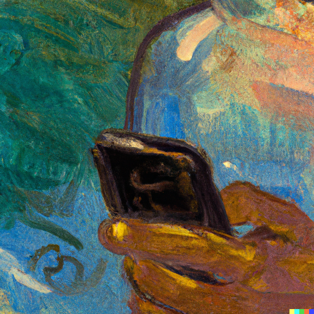 Abstract oil painting of a digital picture being sent from a phone