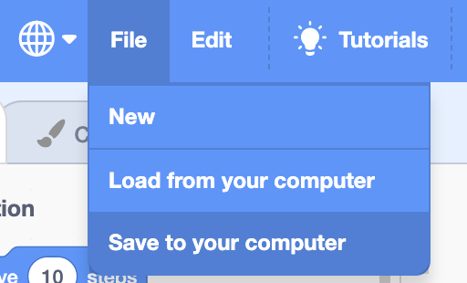 File menu with save option