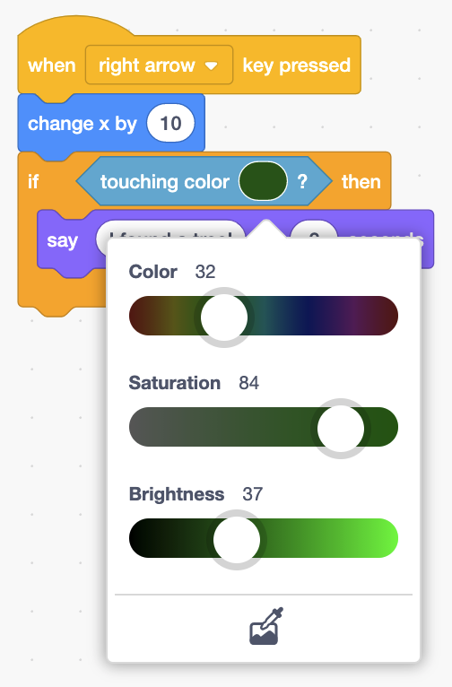 sliders for color in touching color block
