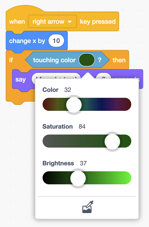 Scratch blocks - touching color  