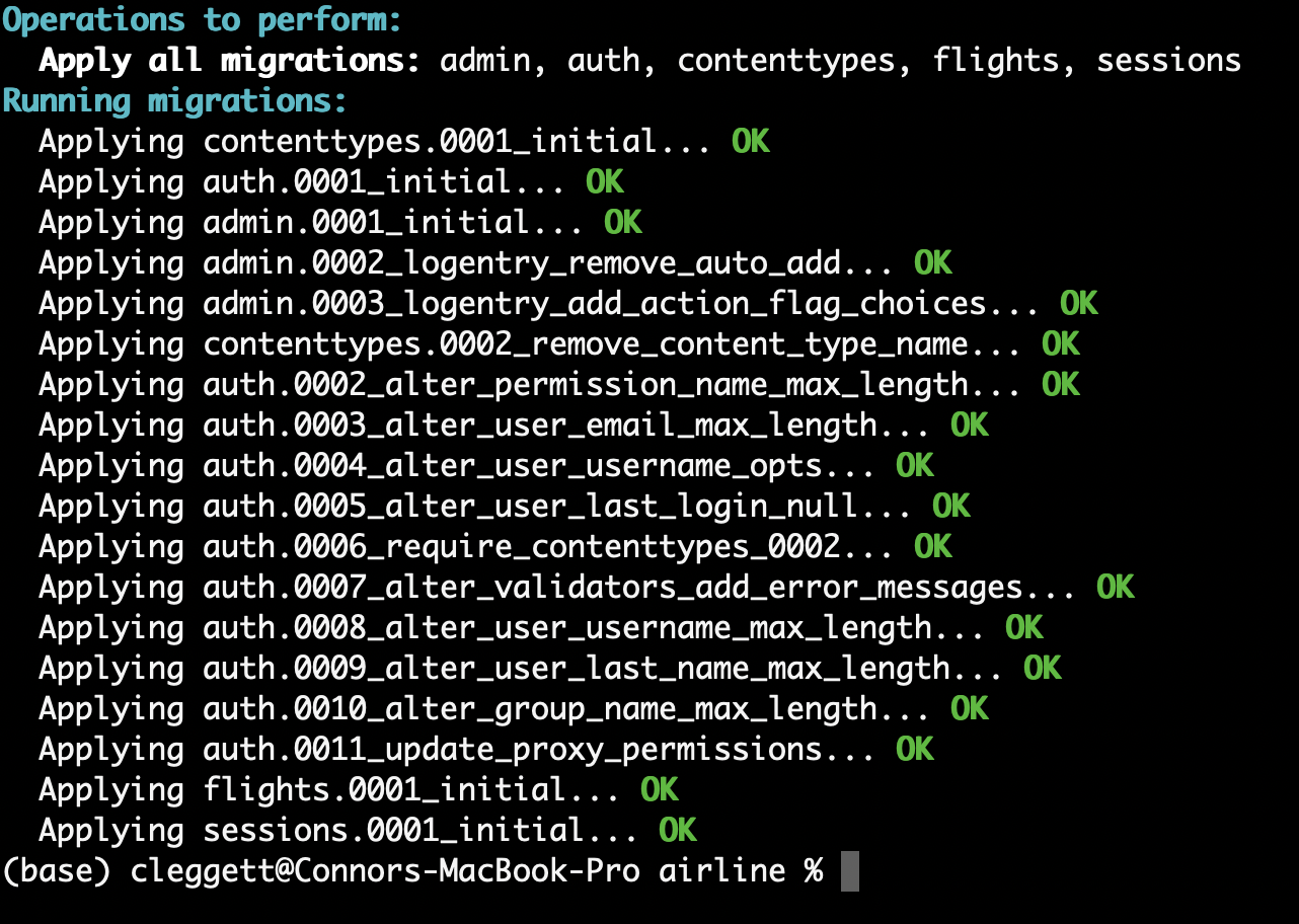 migrate output