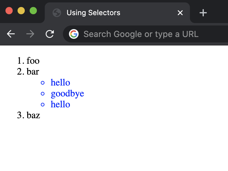 list selector