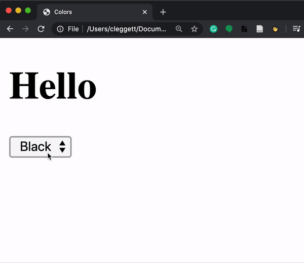 colors with dropdown