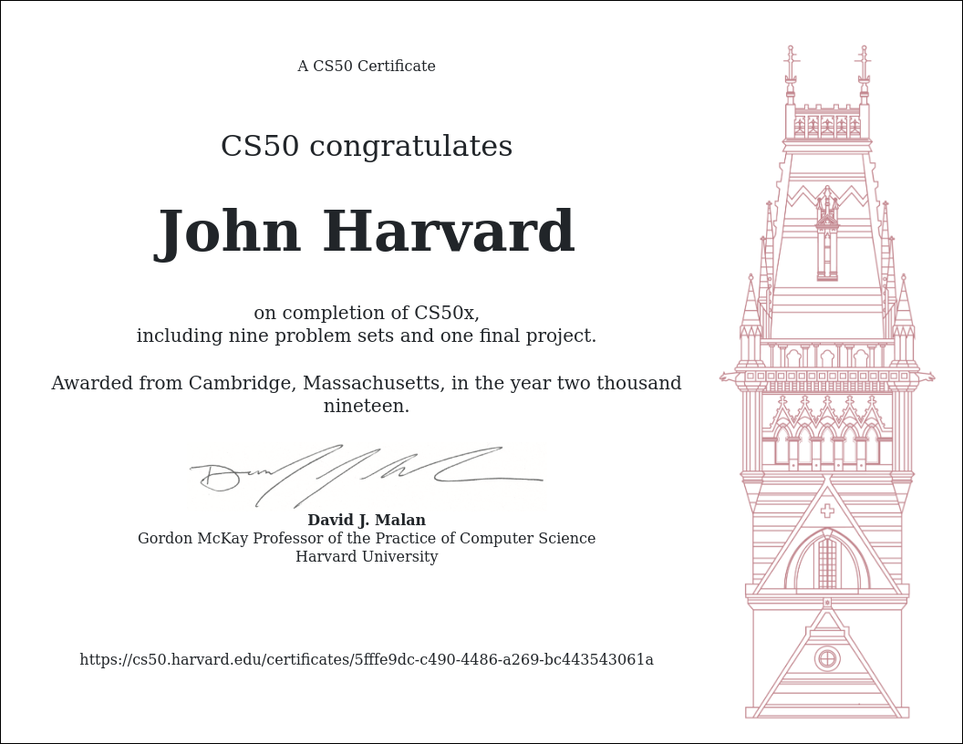 CS50 Certificate