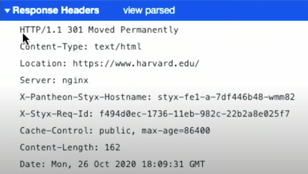 Response headers with HTTP/1.1, Content-Type, and others