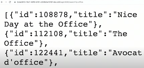 Response for search?q=office with list in JSON